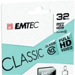 MicroSDXC Emtec, 32GB, Clasa 10 UHS-I, R/W 20/12 MB/s, include adaptor SD, (pentru telefon), EMTEC