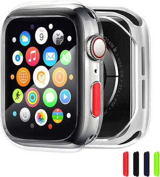Set husa si folie de protectie pentru Apple Watch ZXK CO, silicon/sticla, transparent, 40 mm