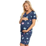 Camasa alaptat, Sleeping Stars, Din bumbac, Cu capse pe mijloc, Masura XL, Navy Blue, Formommy
