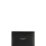 Saint Laurent SAINT LAURENT Grain de poudre leather card holder BLACK, Saint Laurent