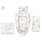 MimiNu - Set 4 in 1 Cosulet bebelus Baby Cocoon 75x55 cm, Cu volanase, Husa 100% bumbac, Din bumbac certificat Oeko Tex Stand...