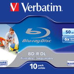 BD-R DL 50GB 6x Wide Printable Jewel Case 10 pret pe bucata, Verbatim