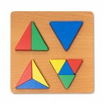 Puzzle Mic 3D din Lemn cu Forme Geometrice Colorate Montessori, Nurio