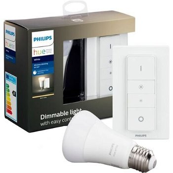 Pachet Bec inteligent LED Philips HUE, Bluetooth/Wireless, E27, 9W (60W), 806 lm, A+, lumina alba + Intrerupator