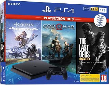 Consola Sony PlayStation 4 Slim 1TB Black + God of War + Horizon Zero Dawn Complete Edition + The Last of Us Remastered