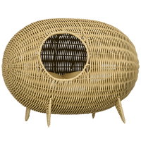 PawHut Coș pentru pisică,  pat înălțat cu Pernă Moale, cu găuri de la ușă, Design Elegant și Confortabil, 55L x 36l x 42Î cm | Aosom Romania, PawHut