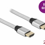 Cablu Delock Ultra High Speed HDMI 48 Gbps 8K 60 Hz silver 2 m certificat, argintiu