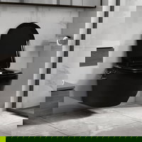 Vas WC suspendat fără ramă cu funcție de bideu, negru, ceramică, Casa Practica