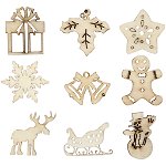 Set de 45 de ornamente pretăiate din lemn cu motiv de Crăciun , edituradiana.ro