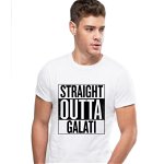 Tricou alb barbati - Straight Outta Galati, M
