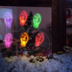 Sir de lumina cu LED de Craciun, autocolant gel pentru geam, 6 LED-uri, 2 x AA