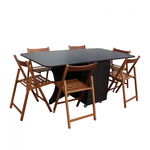 Set masa plianta cu 6 scaune, wenge + nuc, 46 176x95x75 cm, Marcel Prod