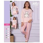 Pijama copii vatuita bluza roz inchis cu imprimeu urs si pantaloni lungi PJC010, 
