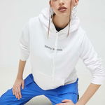 Tommy Jeans bluza femei, culoarea negru, cu glugă, cu imprimeu, Tommy Jeans
