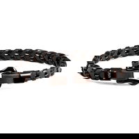 Bratara de piele cu aspect impletit, Maro inchis