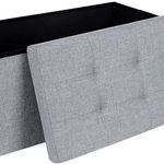 Taburet pliabil, Cu spatiu de depozitare, 76 x 38 x 38 cm, Aspect Elegant, Gri inchis