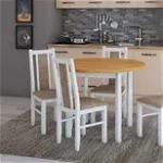 Set masa living modena1 bg cu 6 scaune boss14 b24z, alb/grafit, extensibila 140/180 cm, lemn masiv/stofa/pal - CB Furniture, CB Furniture
