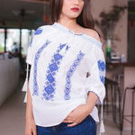 BLUZA TIP IE CU BRODERIE ALBASTRA