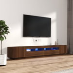 vidaXL Set dulapuri TV cu LED, 3 piese, stejar maro, lemn prelucrat, vidaXL