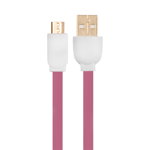 Cablu MicroUSB HQcable Flat USB 2.0 Pink (2m, gold plated connectors), HQcable