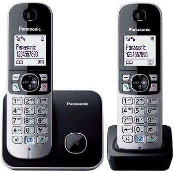 Telefon Panasonic Dect KX-TG6812FXB, Twin, 2 receptoare, Caller ID, Negru/Argintiu, Panasonic