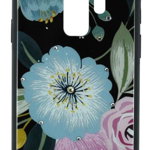 Protectie Spate Just Must Glass Diamond Print Flowers Black Background JMGDPS9PGFLBKB pentru Samsung Galaxy S9 Plus G965 (Multicolor)