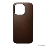 Carcasa din piele naturala NOMAD Modern Leather MagSafe compatibila cu iPhone 15 Pro Brown, NOMAD