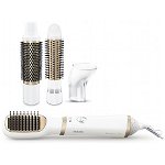 Perie cu aer cald Philips Essential Care Airstyler HP8663/00, 800 W, Ionizare, ThermoProtect, 4 accesorii, Alb, Philips