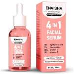 Ser facial 4in1 cu Acid Hialuronic, Niacinamida, Vitamina C&E, SUPER SERUM, Envisha, 30ml, Sevich Romania