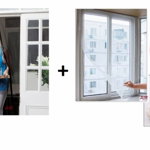 Pachet perdea pentru usa anti-insecte, cu inchidere magnetica + Plasa pentru fereastra, MAKI BUSINESS STORE