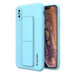 Husa Spate Wozinsky Compatibila Cu iPhone Xs / X, Cu Stand Metalic Pe Spate, Protectie La Camera - Blue Deschis