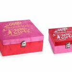 Set 2 casete bijuterii din catifea roz rosu - Decorer, Decorer