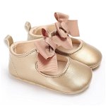 Pantofiori cu fundita (culoare: auriu, marime: 12-18 luni), BabyJem