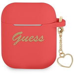 Casca de Telefon GUA2LSCHSR Silicone Charm Heart compatibila cu Apple AirPods 1/2 Rosu, Guess