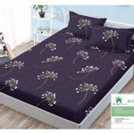 Husa de pat cu elastic 140x200 din Bumbac Finet + 2 Fete de Perna - Mov Inchis, 