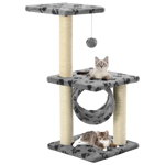 vidaXL Ansamblu pisici cu stâlpi funie sisal gri 65 cm imprimeu lăbuțe, vidaXL