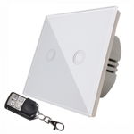 Intrerupator touch dublu + telecomanda RF, sticla securizata, alb, SPN
