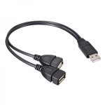 Cablu adaptor splitter USB 2.0 type A tata la dual USB 2.0 type A mama 35cm negru, PLS