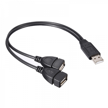 Cablu adaptor splitter USB 2.0 type A tata la dual USB 2.0 type A mama 35cm negru, PLS