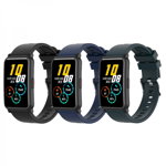 Set 3 curele universale din silicon 20mm pentru Huawei Honor Watch ES/ Samsung Watch Active/ Active 2/ Gear S2 negru albastru verde