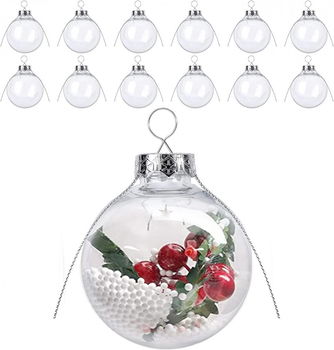 Set de 12 globuri de umplere pentru Craciun BLAZOR, plastic, transparent, 60 mm,