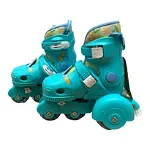 Role Go Kart Bia pentru fete,cu casca, cotiere si genunchiere, masuri reglabile 30-33, albastre