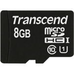 Micro SDHC 8GB Clasa 10 + Adaptor SD, Transcend