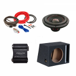 Pachet Subwoofer auto Audiosystem ASS-12 1000W + Amplificator Apocalypse AAP 1200.1D + Kit de cabluri complet, Audiosystem