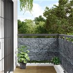 vidaXL Paravan de grădină cu aspect de piatră, gri, 400x75 cm PVC, vidaXL