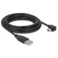 Cablu de conectare cu un conector in linie dreapta si unul inclinat , Delock , USB 2.0 A tata > USB mini B 5pin tata , 5m , negru, Delock