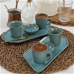 Set cești de cafea, Turcoaz, 37x19x27 cm, Keramika