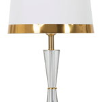 Lampa de masa Cristal, Mauro Ferretti, Ø30 x 56 cm, 1 x E27, 40W, fier/sticla/textil, auriu/alb, Mauro Ferretti