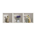 Set 3 autocolante 3D pentru perete Ambiance Cats and Lilac