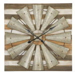 Ceas decorativ Bess, 80x80x7 cm, lemn de brad/ mdf/ metal, maro, Mauro Ferretti
